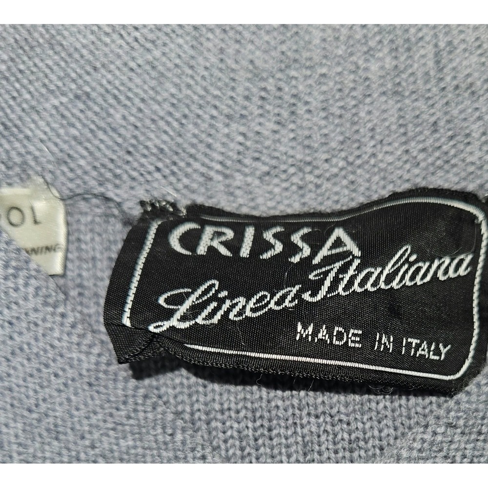 Vintage Crissa Linea Italiana Wool Knit Vest Dress Gray Striped Made in Italy - Picture 3 of 5